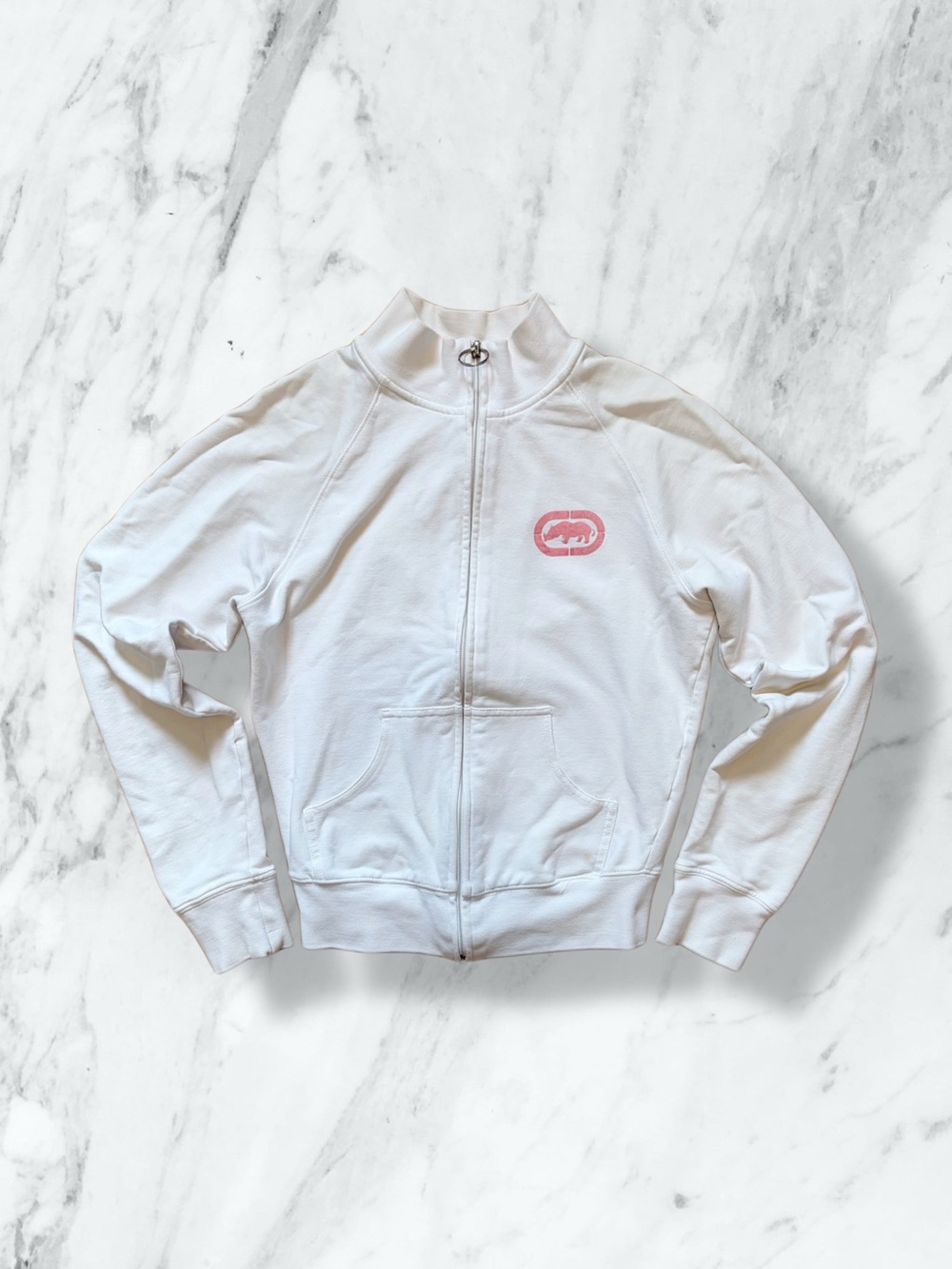 ECKŌRED White Zip-Front with Pink Logo